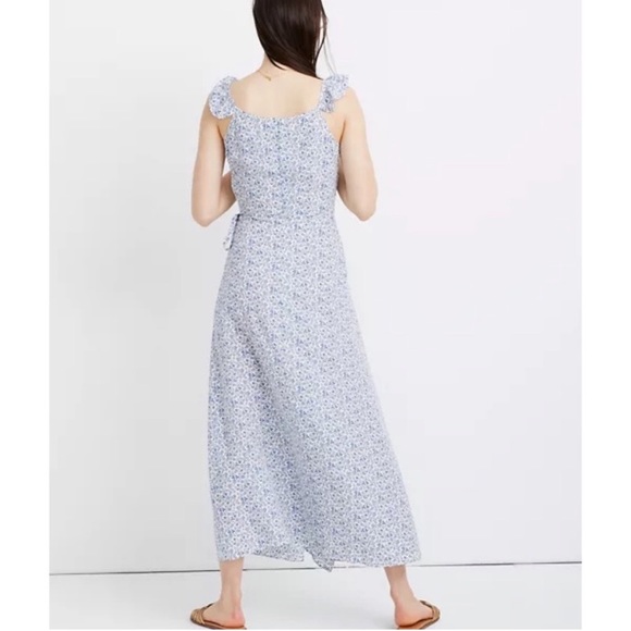 Madewell faux wrap dress with ruffle detail. Bold blue/red (perfect for the 4th) - Picture 6 of 6